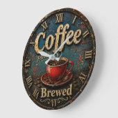 Rustic Vintage Coffee Große Wanduhr (Winkel)