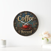 Rustic Vintage Coffee Große Wanduhr (Zuhause)