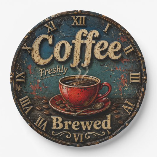 Rustic Vintage Coffee  Pappteller (Vorderseite)