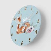 Rustic Vintage Deer Forest Floral Nursery Wall Art Runde Wanduhr (Winkel)