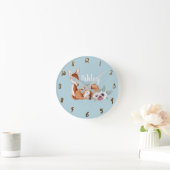 Rustic Vintage Deer Forest Floral Nursery Wall Art Runde Wanduhr (Zuhause)