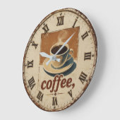 Rustic Vintage Farmhouse Kitchen Coffee Cup Große Wanduhr (Winkel)