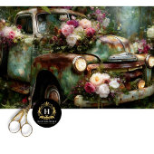 Rustic Vintage Floral Truck Decoupage Seidenpapier