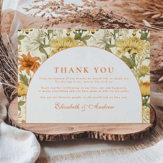 Rustic Vintage Floral Wedding Dankeskarte