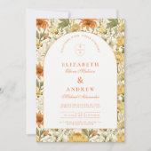 Rustic Vintage Floral Wedding Einladung (Vorderseite)