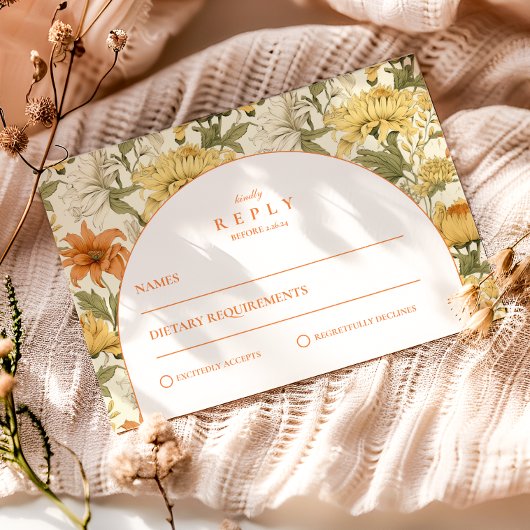 Rustic Vintage Floral Wedding RSVP Karte