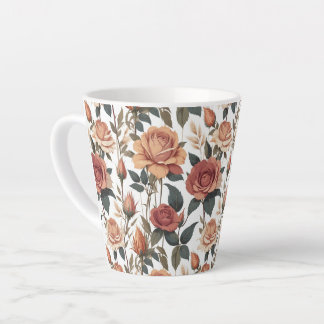Rustic Vintage Flower Red Rose Nature Print Milchtasse