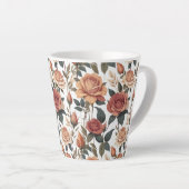 Rustic Vintage Flower Red Rose Nature Print Milchtasse (Rechte Ecke)