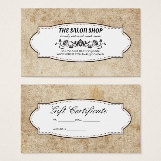 Rustic Vintage Giftcertificate (Vorne & Hinten)