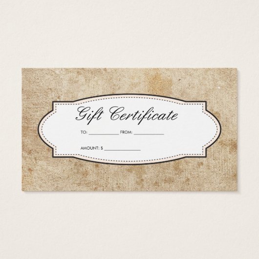 Rustic Vintage Giftcertificate (Rückseite)