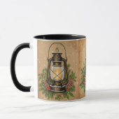 Rustic vintage lantern holly pine cozy festive tasse (Links)
