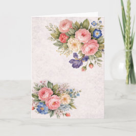 Rustic Vintage Personalized Floral Ro              Karte