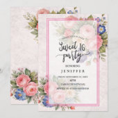 Rustic Vintage Personalized Floral Rose Design     Einladung (Vorne/Hinten)