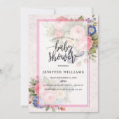 Rustic Vintage Personalized Floral Rose Design     Einladung (Vorderseite)