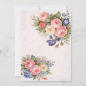 Rustic Vintage Personalized Floral Rose Design     Einladung (Rückseite)