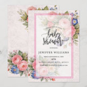 Rustic Vintage Personalized Floral Rose Design     Einladung (Vorne/Hinten)