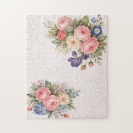 Rustic Vintage Personalized Floral Rose Design     Puzzle