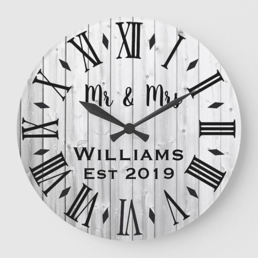 Rustic Vintage Personalized Wood Custom Große Wanduhr (Vorderseite)