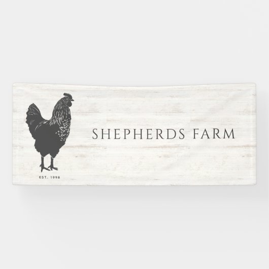 Rustic Vintage Rooster Farm Logo Apron Banner (Horizontal)