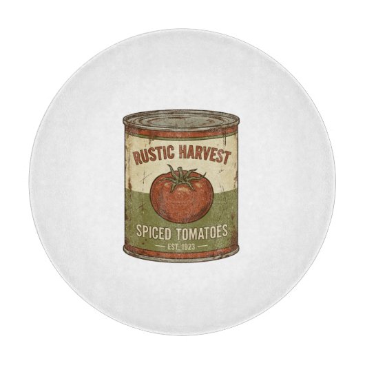 Rustic Vintage Spiced Tomato Can Schneidebrett (Vorderseite)