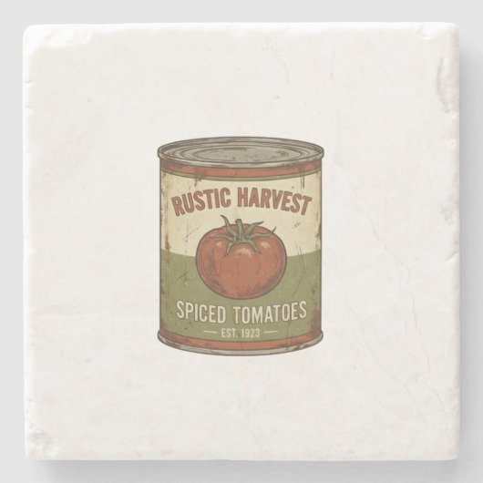 Rustic Vintage Spiced Tomato Can Steinuntersetzer (Vorderseite)