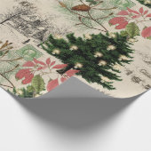 Rustic Vintage Weihnachten Botanisches Ephemera Geschenkpapier (Ecke)