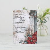 Rustic Vintage Weihnachtsessen Party Einladung (Stehend Vorderseite)