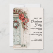 Rustic Vintage Weihnachtsessen Party Einladung (Vorderseite)