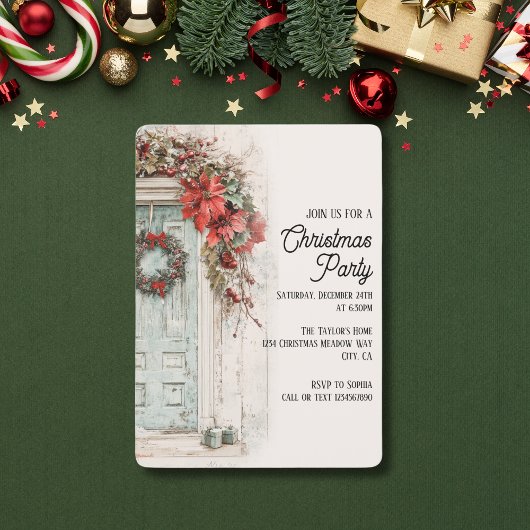 Rustic Vintage Weihnachtsessen Party Einladung