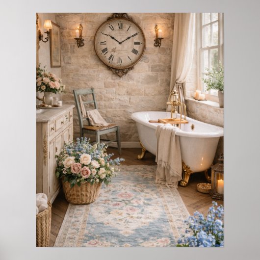 Rustic Wall Art French Farmhouse Bathroom Poster (Vorne)