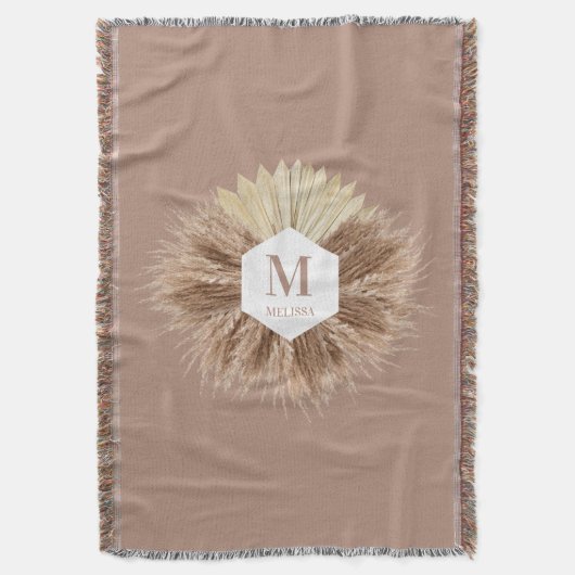 Rustic Warm Neutral Colors Monogram Decke (Vorderseite Vertikal)