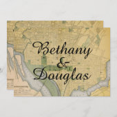 Rustic Washington DC Map Einladung zur Hochzeit (Vorne/Hinten)