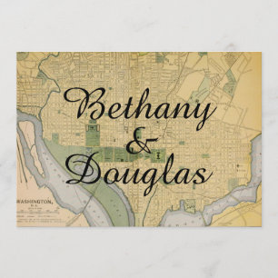 Rustic Washington DC Map Einladung zur Hochzeit