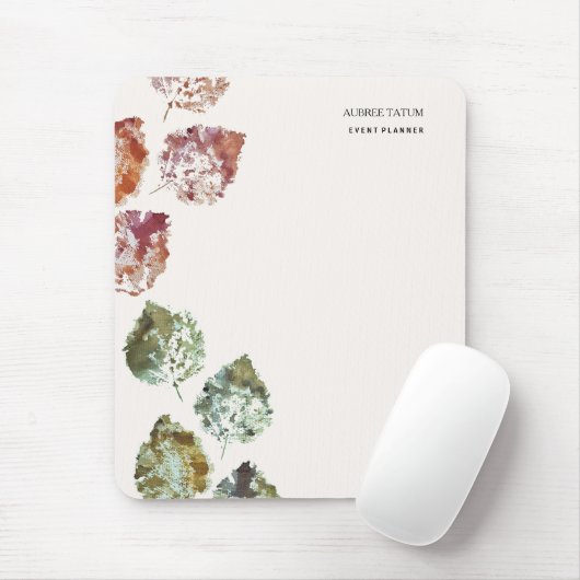 Rustic Watercolor Art Falling Leaves Autumn Mousepad (Mit Mouse)