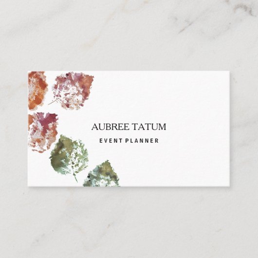 Rustic Watercolor Art Falling Leaves Autumn Visitenkarte (Vorderseite)