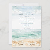 Rustic Watercolor Beach Bridal Shower Einladung (Vorderseite)
