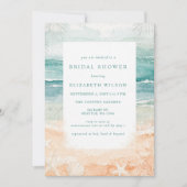 Rustic Watercolor Beach Bridal Shower Einladung (Vorderseite)