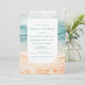 Rustic Watercolor Beach Bridal Shower Einladung (Stehend Vorderseite)