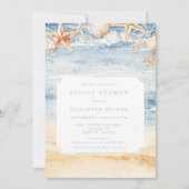 Rustic Watercolor Beach Bridal Shower Einladung (Vorderseite)