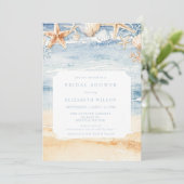Rustic Watercolor Beach Bridal Shower Einladung (Stehend Vorderseite)
