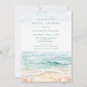 Rustic Watercolor Beach Bridal Shower Einladung (Vorderseite)