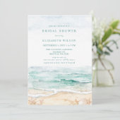 Rustic Watercolor Beach Bridal Shower Einladung (Stehend Vorderseite)