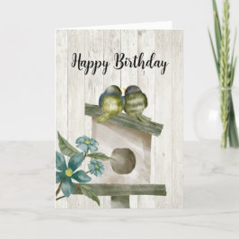 Rustic Watercolor Birdhouse Happy Geburtstag Dankeskarte