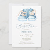 Rustic Watercolor Blue Baby Showdusche Einladung (Vorderseite)
