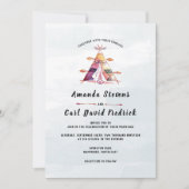 Rustic Watercolor Boho Tipi Zent Wedding Einladung (Vorderseite)