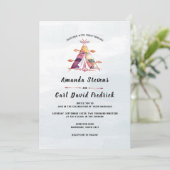 Rustic Watercolor Boho Tipi Zent Wedding Einladung (Stehend Vorderseite)