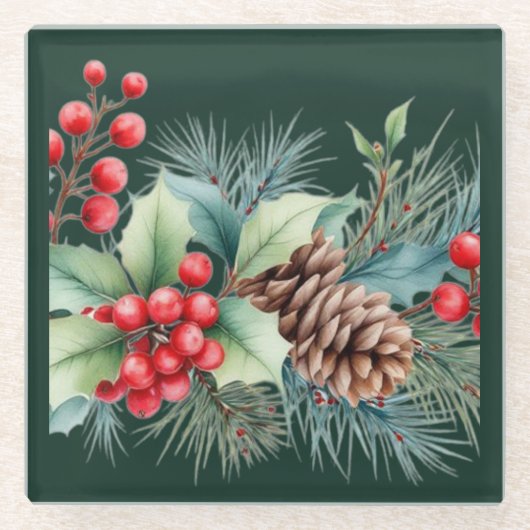 Rustic Watercolor Border Glasuntersetzer (Vorderseite)