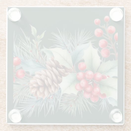 Rustic Watercolor Border Glasuntersetzer (Rückseite)