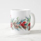 Rustic Watercolor Border Jumbo-Tasse (Vorderseite Rechts)