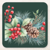 Rustic Watercolor Border Rechteckiger Pappuntersetzer (Vorderseite)